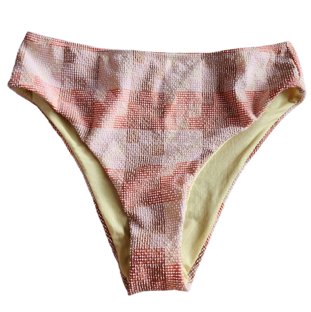 Aerie Textured Square Pattern Cheeky Bikini Bottom Nwt Size Large